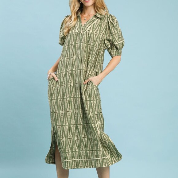 Umgee Geometric Print Midi Dress - Picture 2 of 5